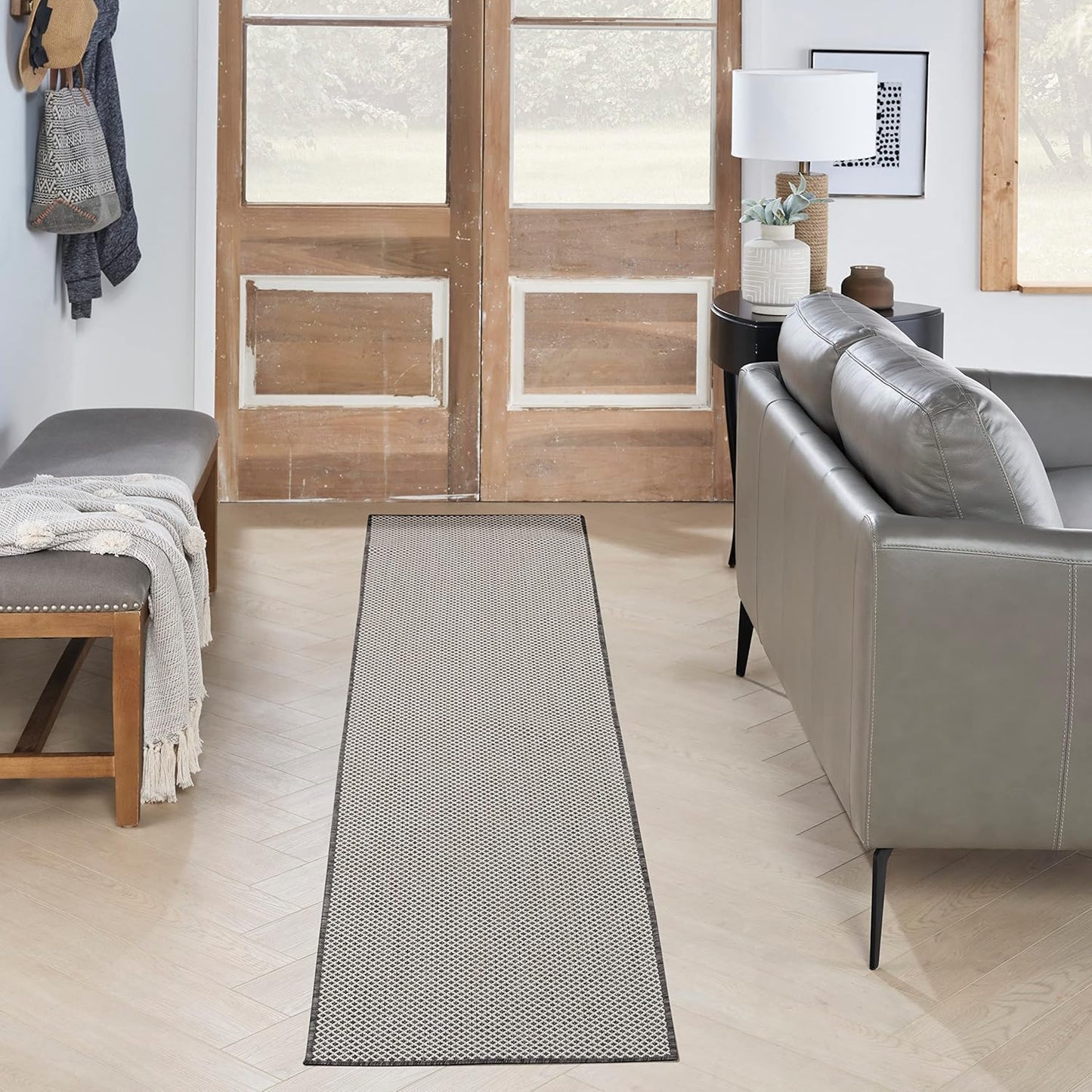 Nourison Home Courtyard 8ft Runner Ivory Charcoal Area Rug Review