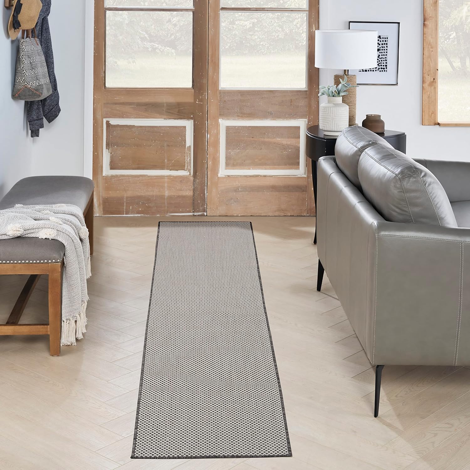 Nourison Home Courtyard 8ft Runner Ivory Charcoal Area Rug Review