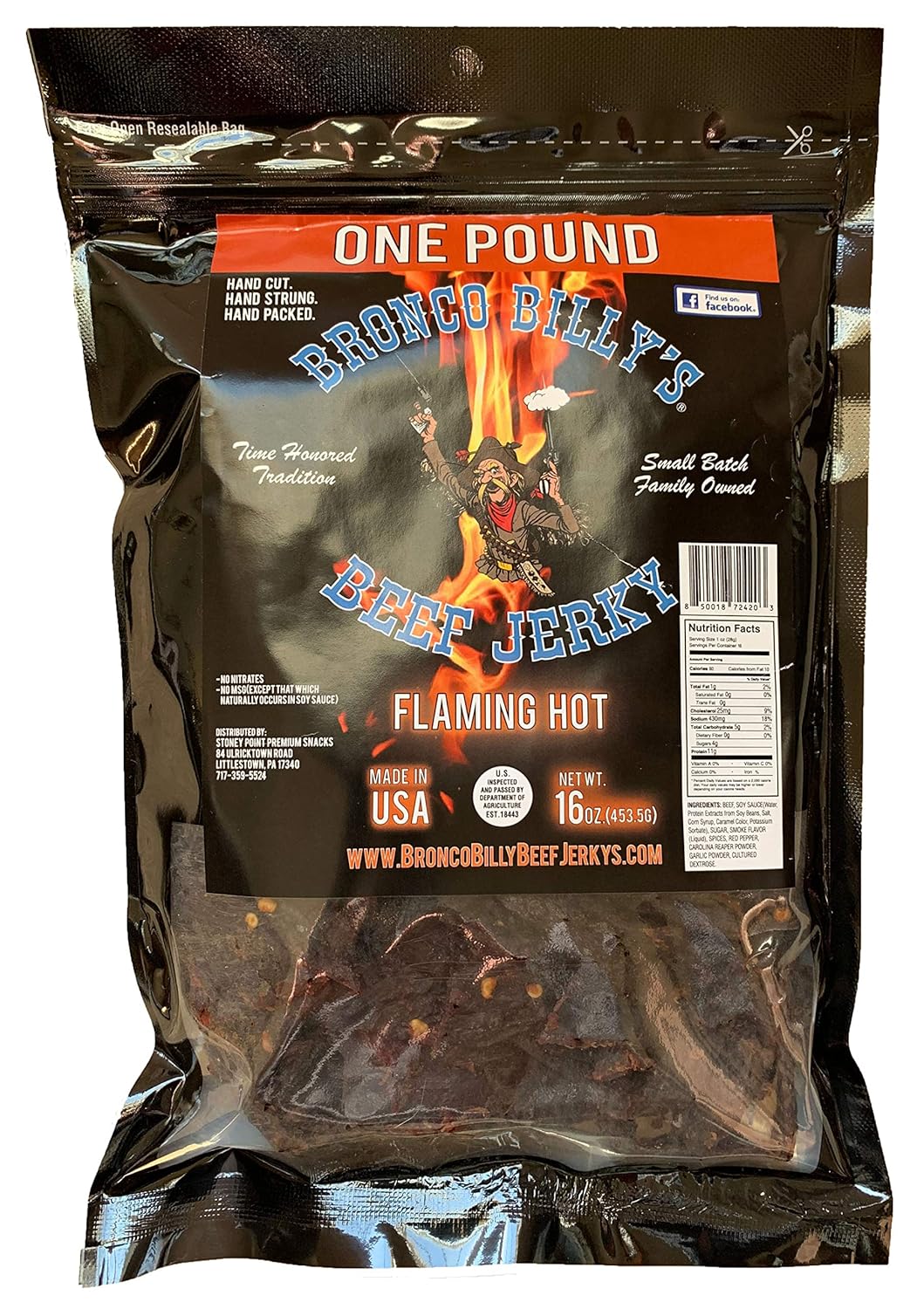 Bronco Billy's Beef Jerky Flaming Hot - Perfect Keto Snack