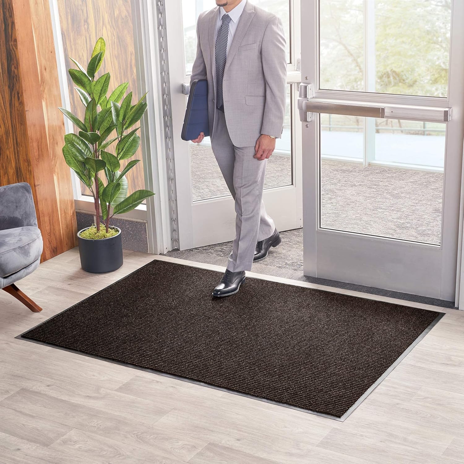 Brush Dry Mat for Indoor/Outdoor Entryways - Heavy-Duty Rug