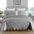 100% Cotton Oversized Quilted Bedspread - Lightweight Embroidery