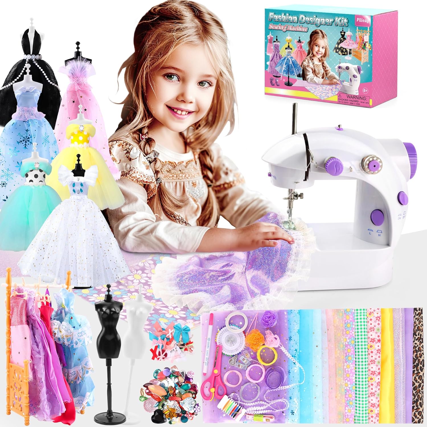 Pllieay Mini Sewing Machine - Complete Fashion Designer Kit