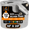 Heavy Duty Silver Poly Tarp 10ft x 20ft - Durable Waterproof Cover