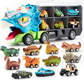 JOYIN 13 in 1 Dinosaur Transport Truck with 12 Pull Back Cars - Fun