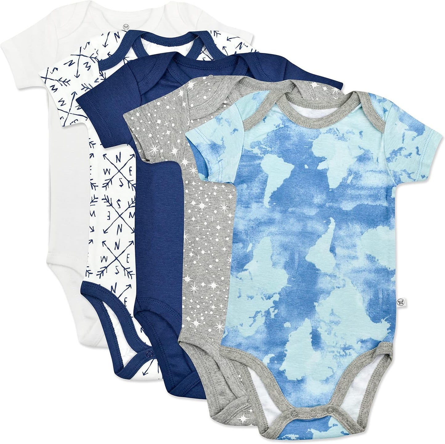 HonestBaby 5-pack Short Sleeve Bodysuits for Infant Boys