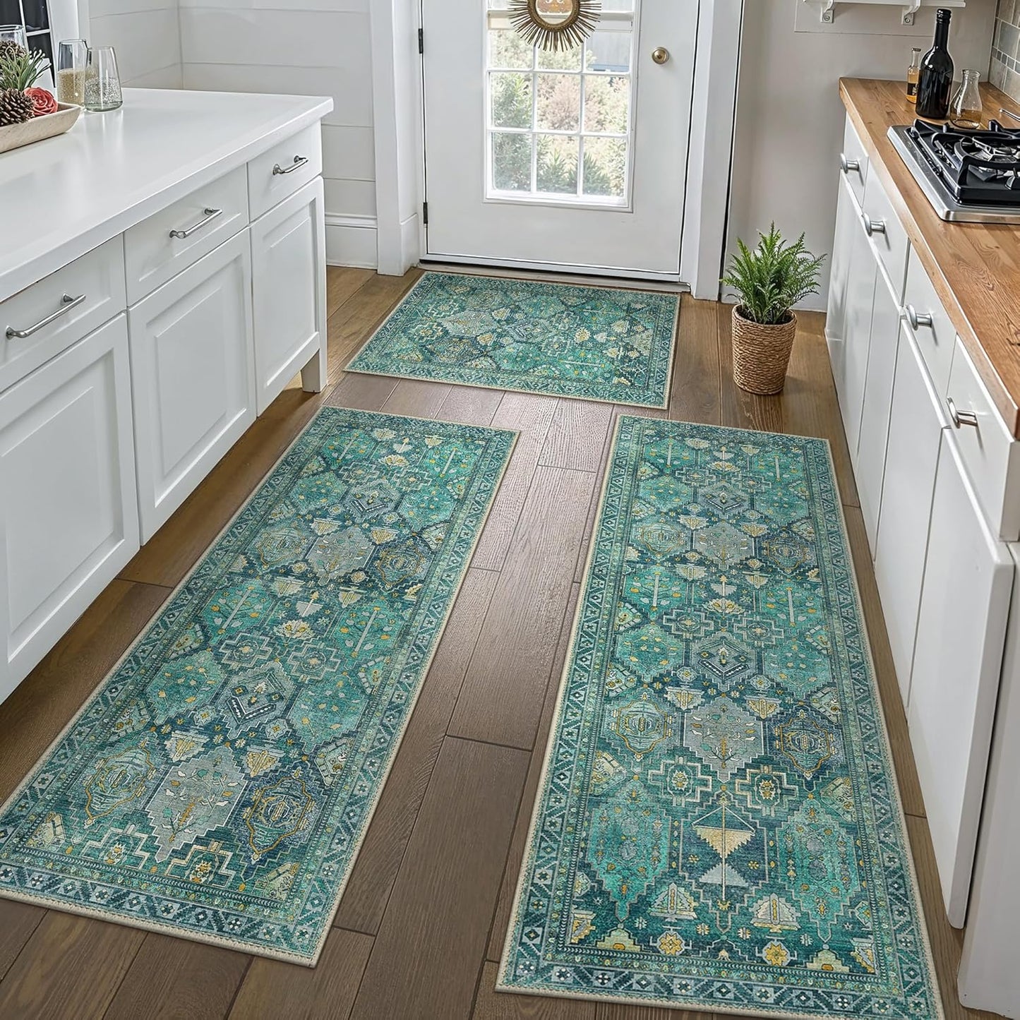 GENIMO Kitchen Mats for Floor Set of 3 Non-Slip Washable Rugs