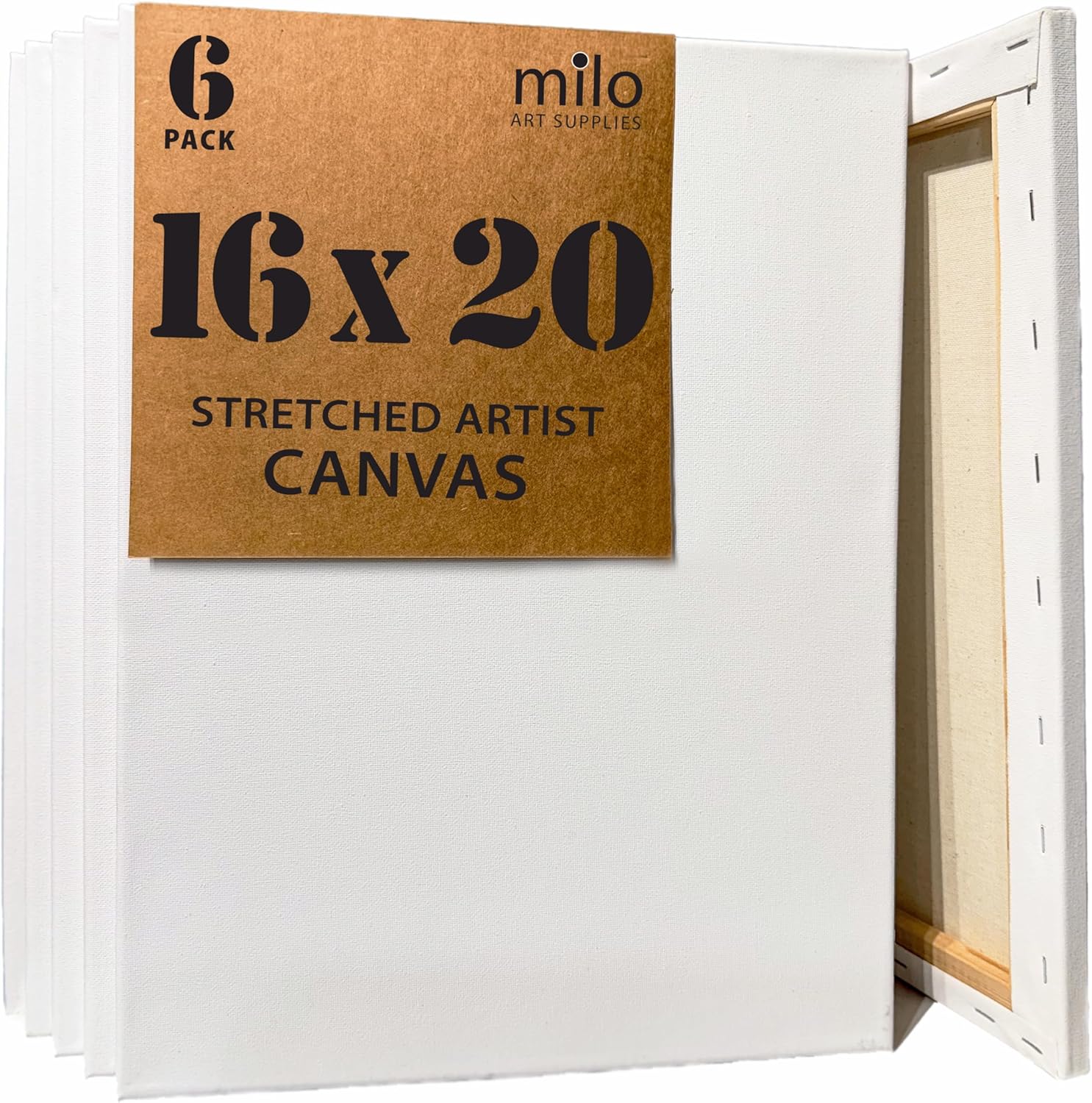 Milo Stretched Artist Canvas Value Pack for Painting - 16x20 in