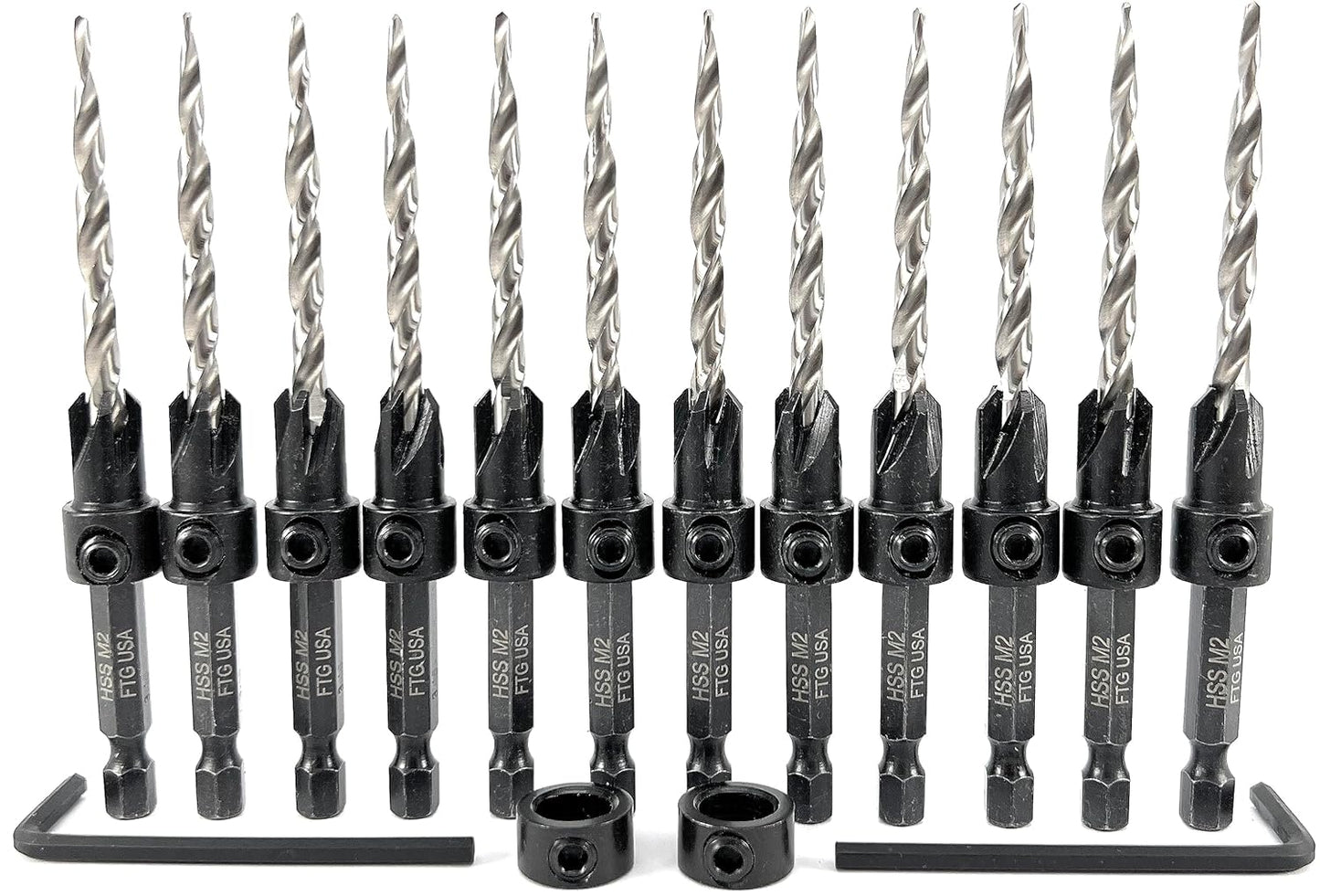 FTG USA 12 Pc Countersink Drill Bit Set for Woodworking Gifts