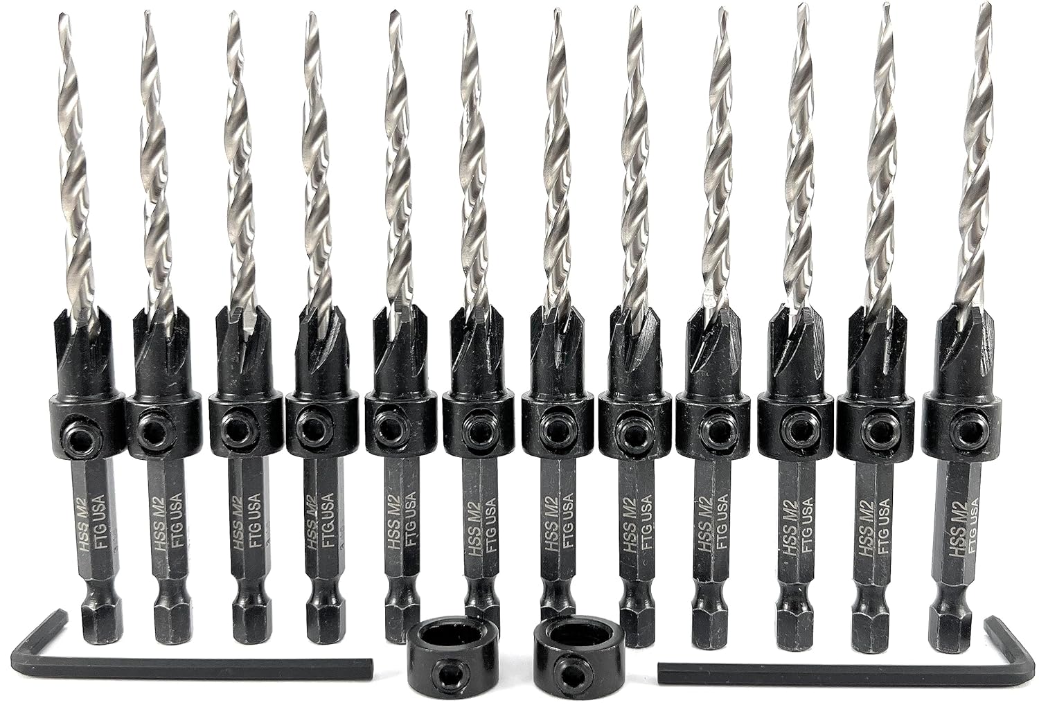 FTG USA 12 Pc Countersink Drill Bit Set for Woodworking Gifts