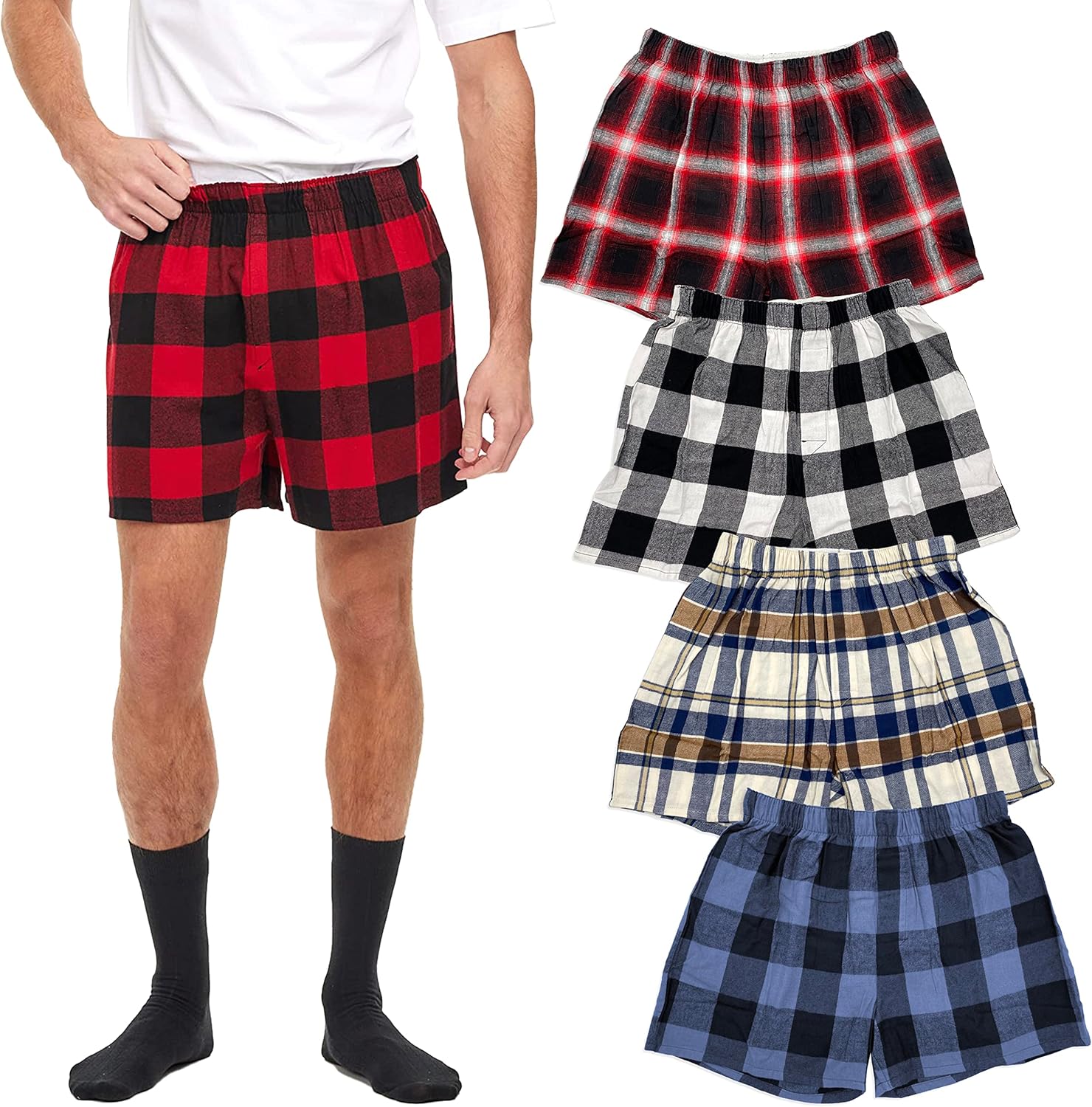 Andrew Scott Men's Cotton Flannel Boxer Shorts 4 Pack Review