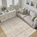 3x5 Beige Washable Area Rug for Entryway Vintage Design