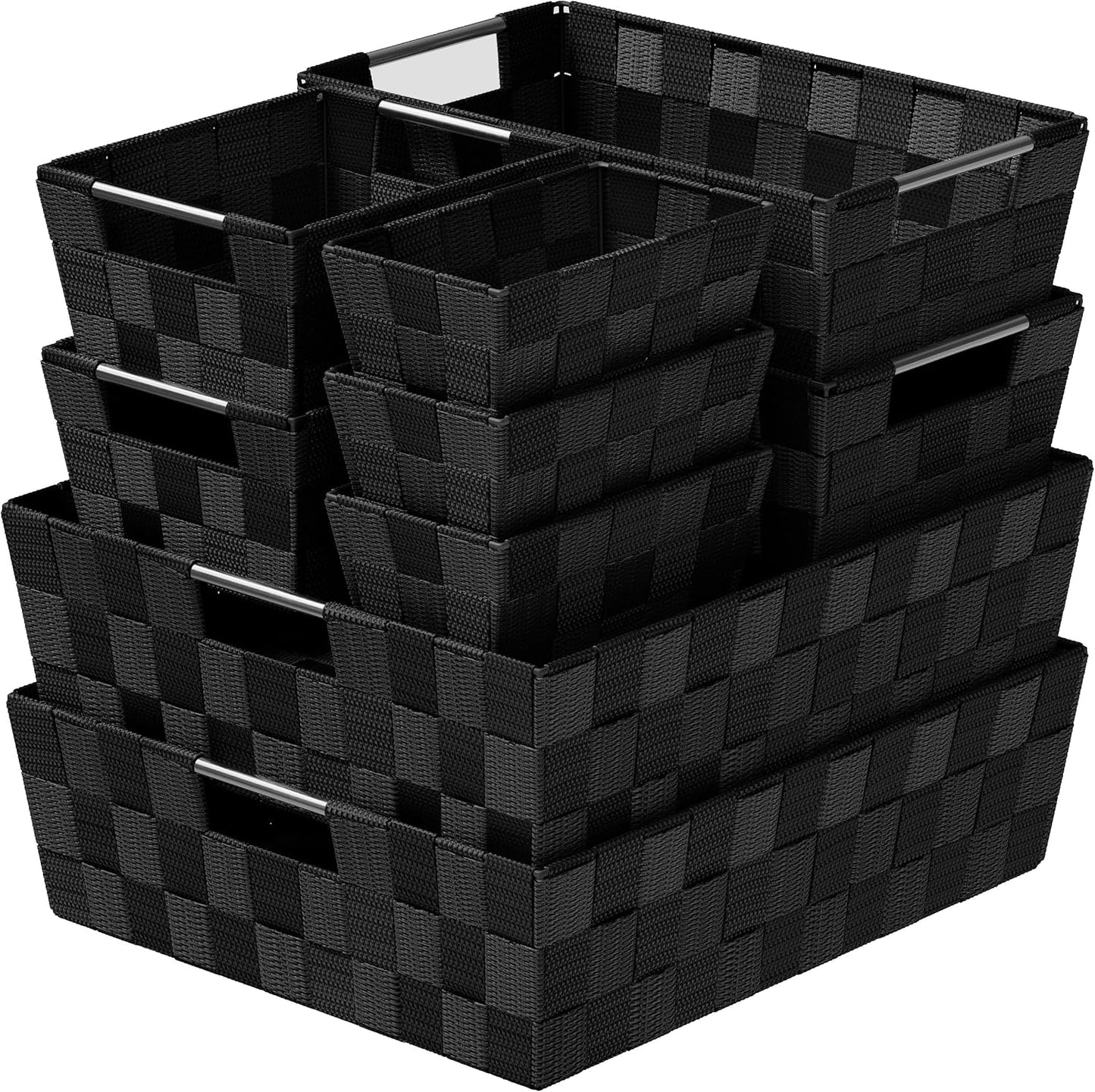 Baskets For Organizing Set Of 9 Black - Perfect Storage Bins