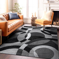 Rugshop Gray Modern Geometric Area Rug - Low Pile, Durable