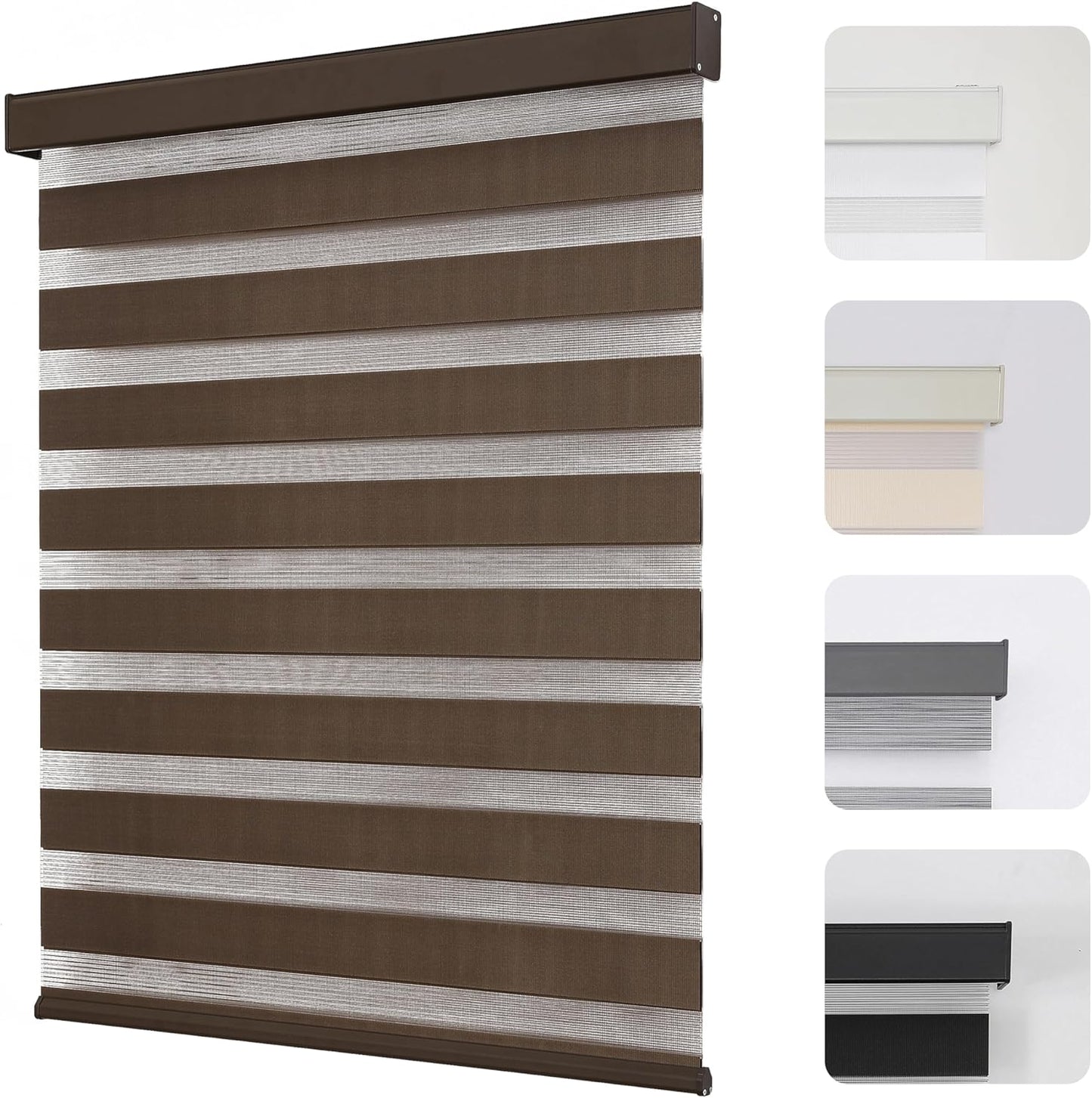 Joydeco Cordless Zebra Blinds for Windows - Dual Layer Light Control