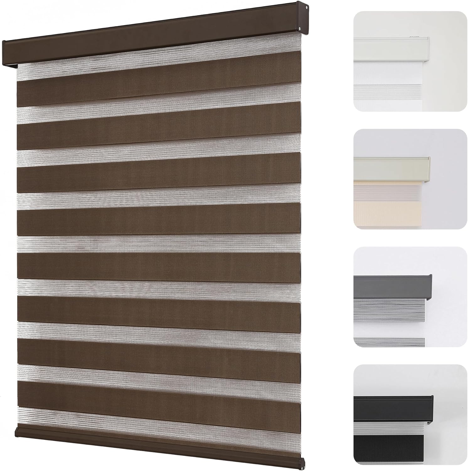 Joydeco Cordless Zebra Blinds for Windows - Dual Layer Light Control