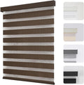 Cordless Zebra Blinds for Windows Coffee 35in x 75in - Dual Layer