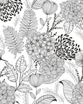 Black and White Peel and Stick Wallpaper - Boho Floral Contact Paper