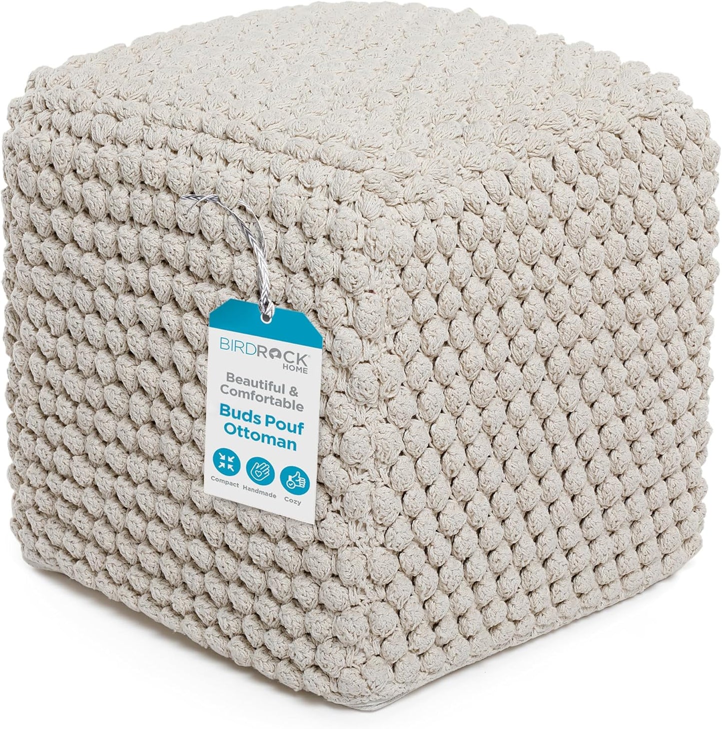 BIRDROCK HOME Bud Pouf Foot Stool Ottoman for Stylish Seating