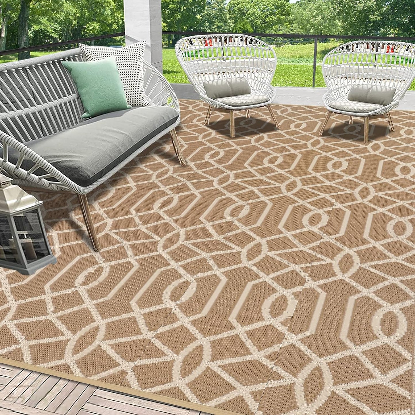 HEBE Outdoor Rug Waterproof 8x10 for Patio and Camping Use