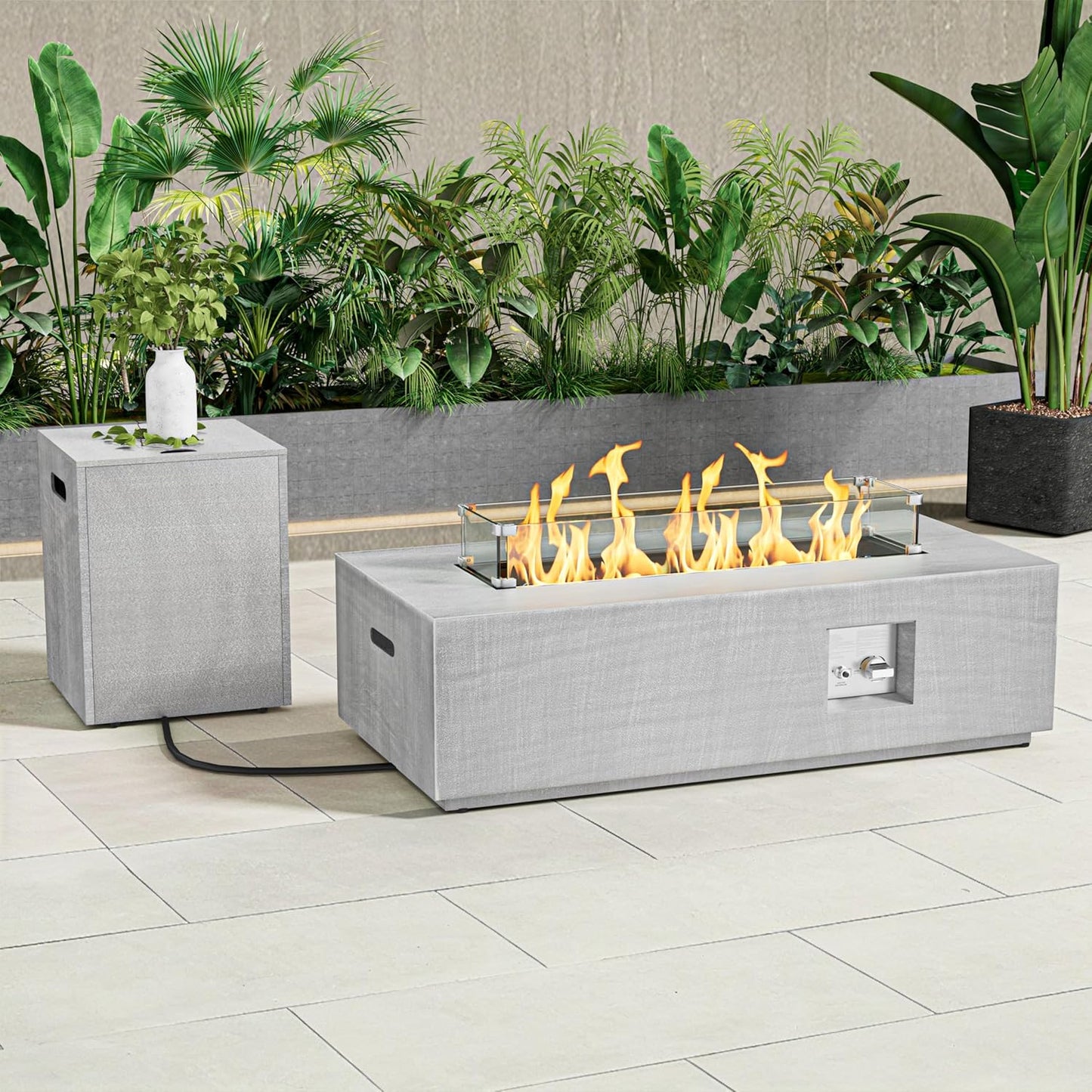 42 Inch Rectangular Propane Fire Pit Table for Outdoor Use