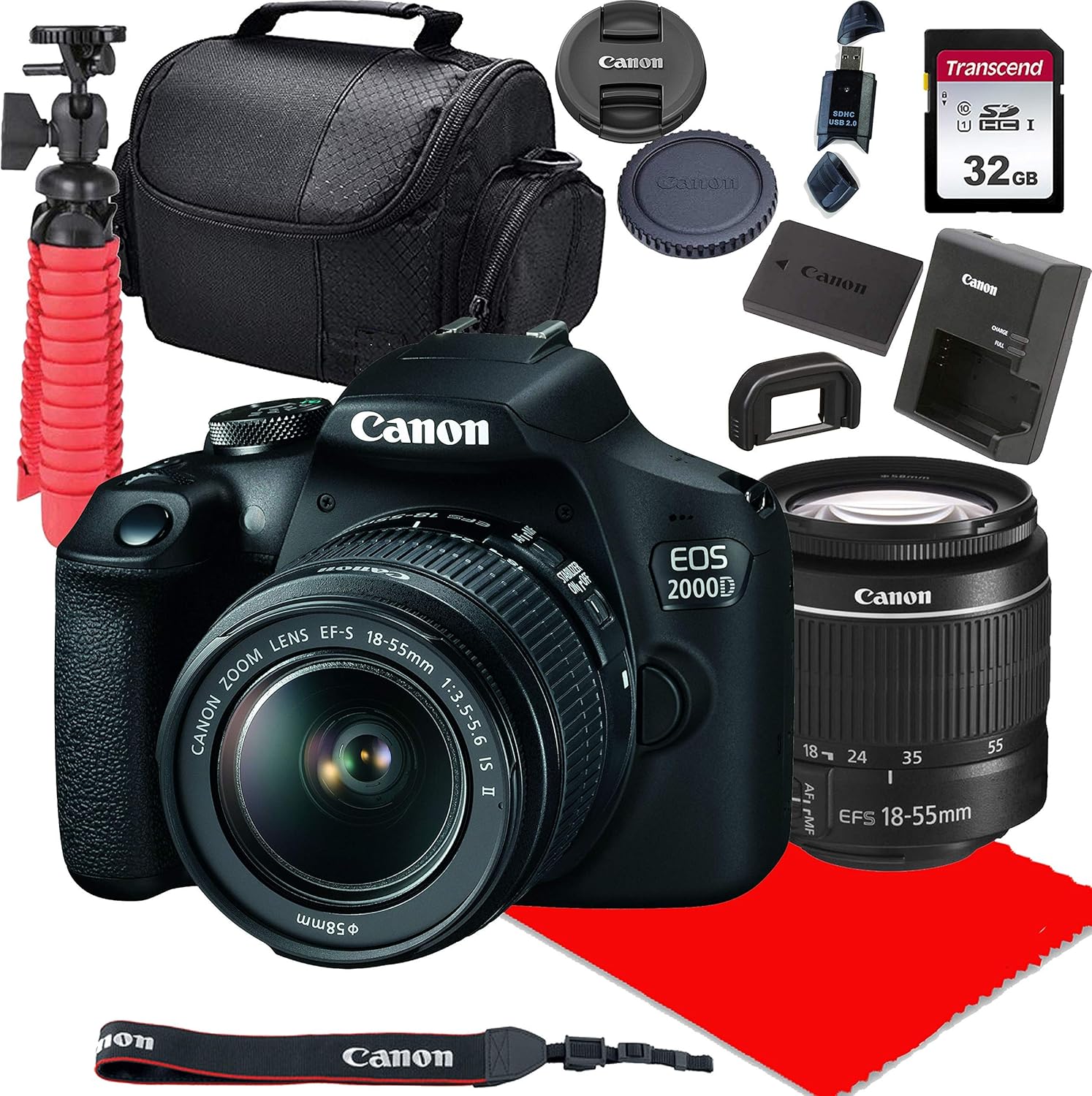 Canon EOS 2000D DSLR Camera with 18-55mm Lens and Accessories