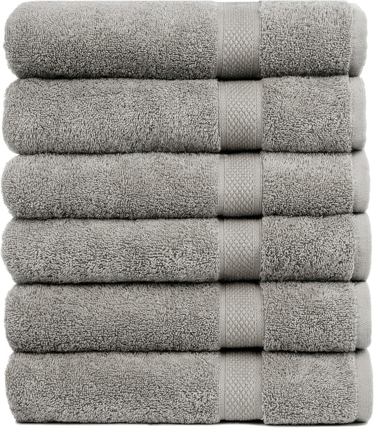 Luxury Bath Towels Set of 6 - Soft, Absorbent, 100% Cotton