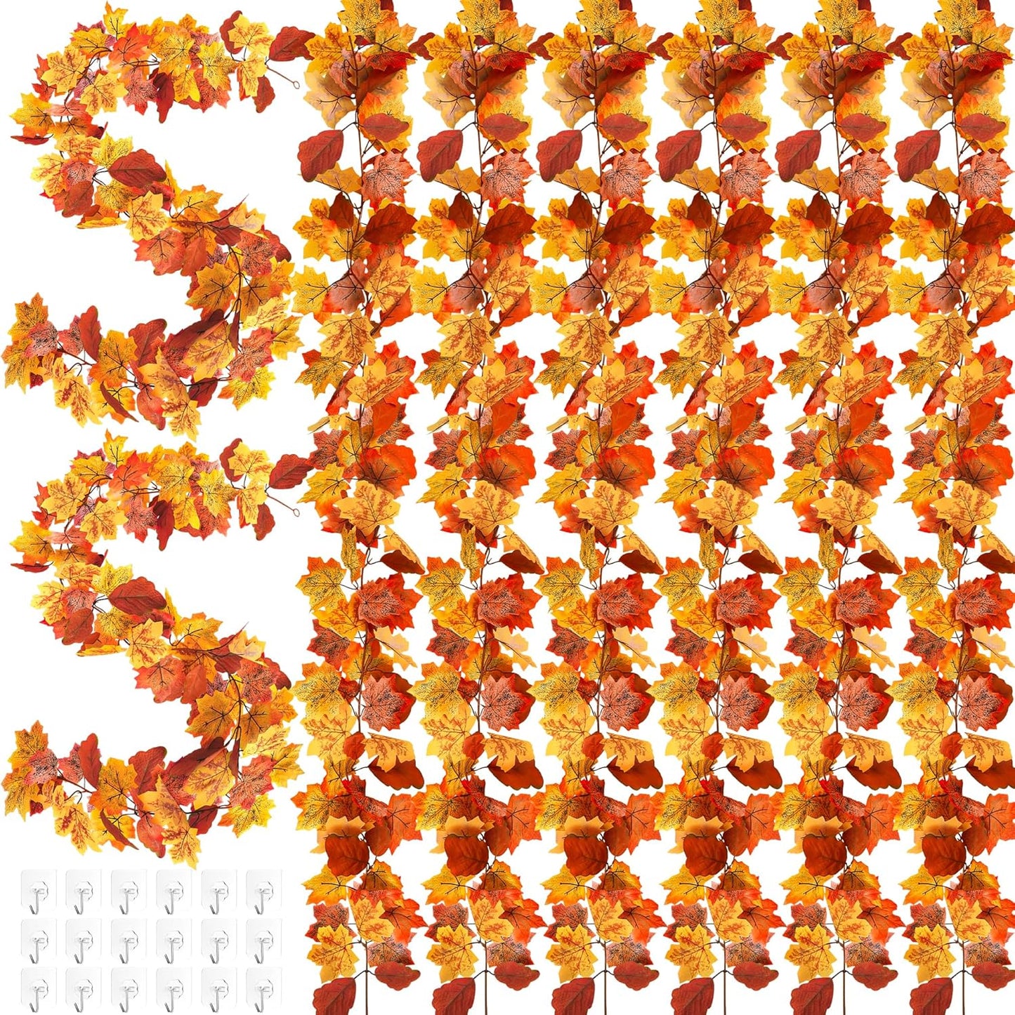 8Pcs Autumn Leaves Garland for Fall Decorations and More