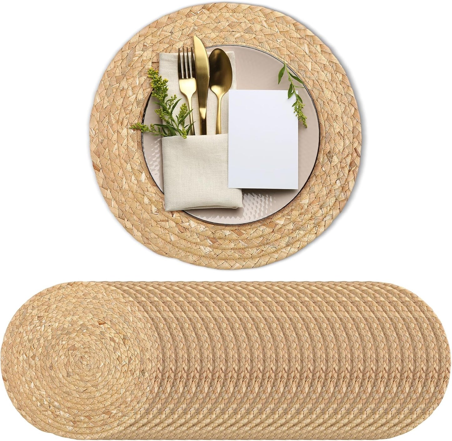 Set of 24 Round Woven Placemats for Stylish Dining Decor