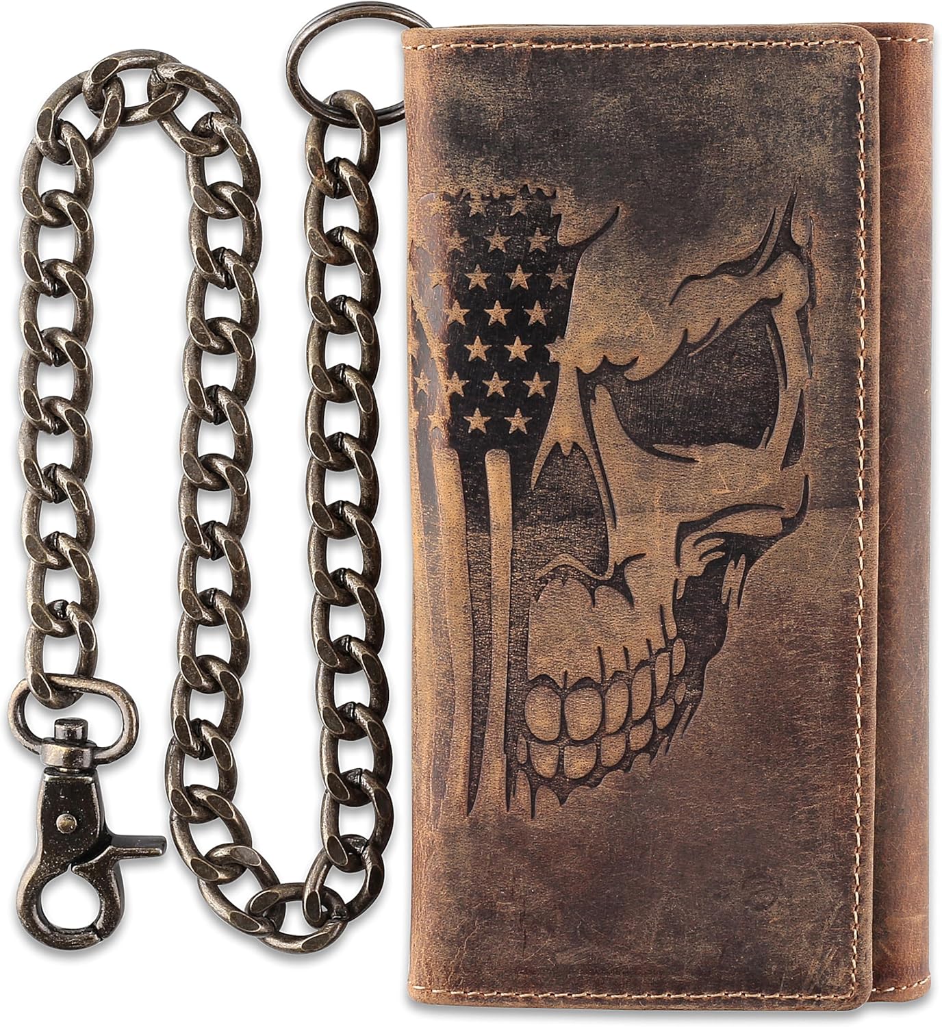F&L CLASSIC RFID Blocking Mens Tri-fold Long Leather Wallet