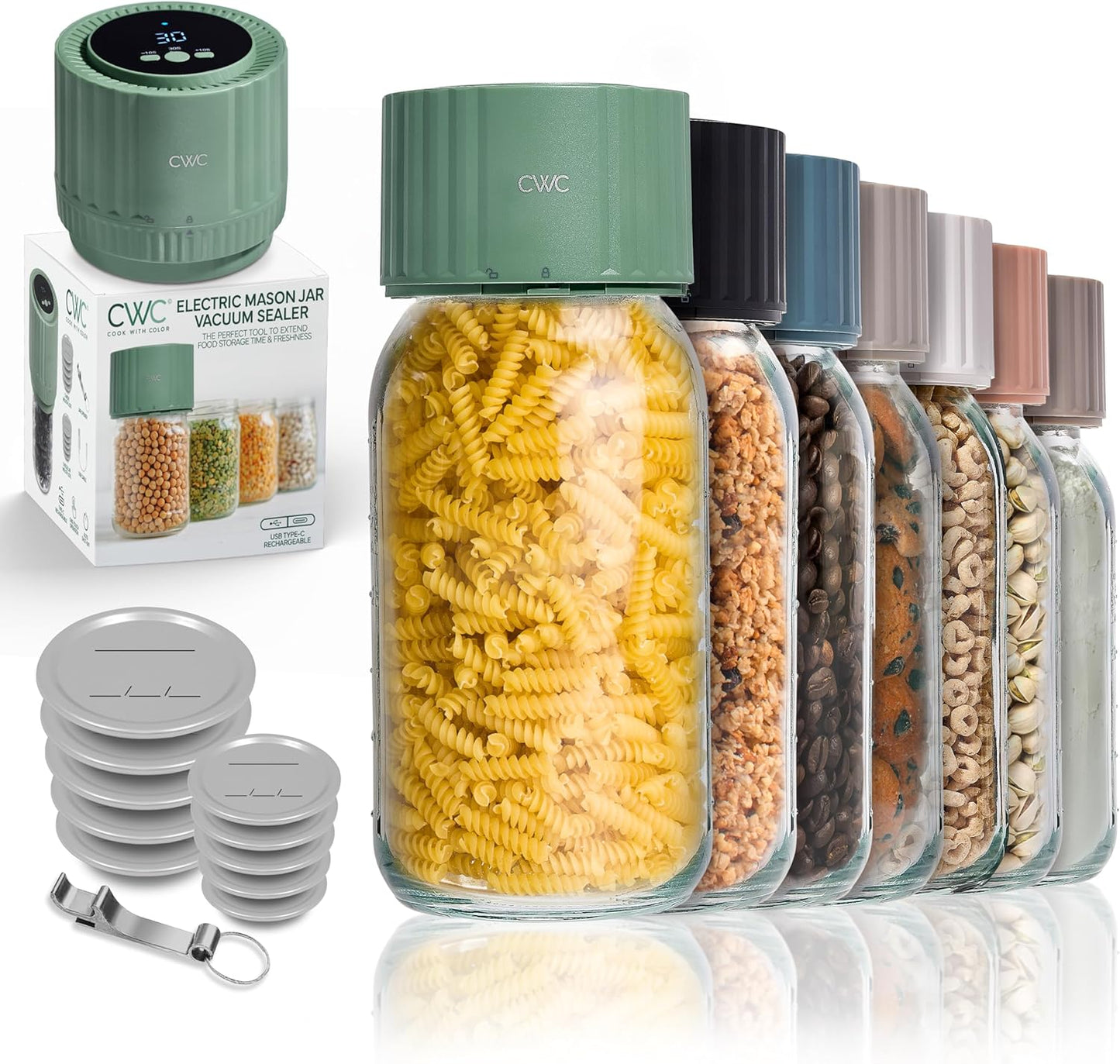 COOK WITH COLOR Electric Mason Jar Vacuum Sealer for Freshness