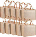 Reusable Jute Tote Bags 10 Pack - Large Natural Burlap Grocery Bags