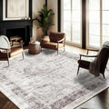 Washable Area Rug 9ftx12ft Floral Red Boho Design - Easy Care