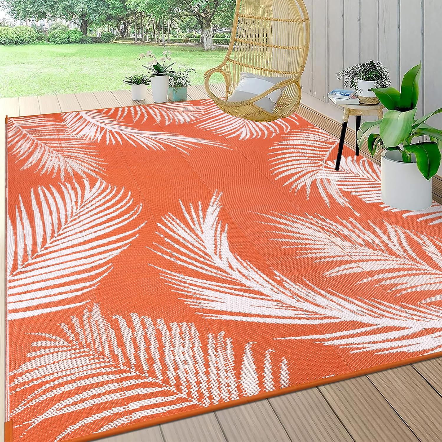 Pauwer Waterproof Outdoor Rug 6x9 for Patio and Camping Use