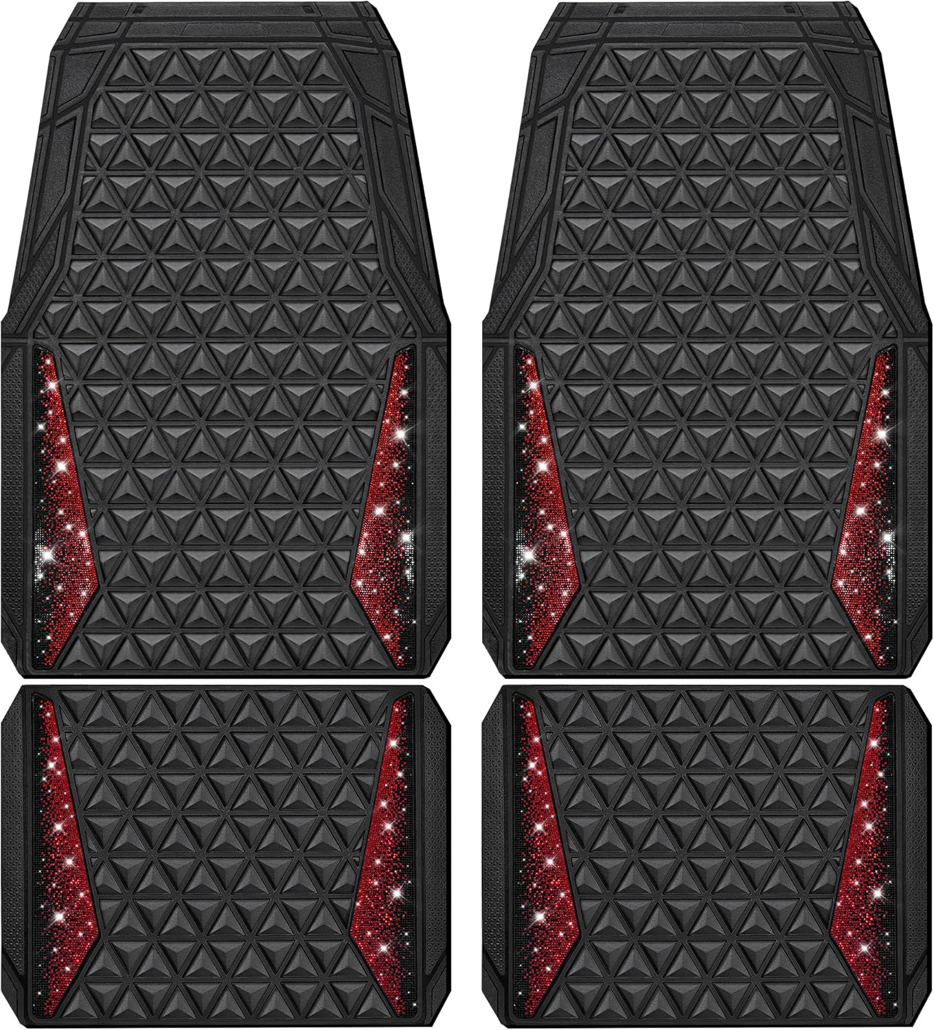 Bling Diamond Rubber Car Mats Full Set for Women SUVs Sedans