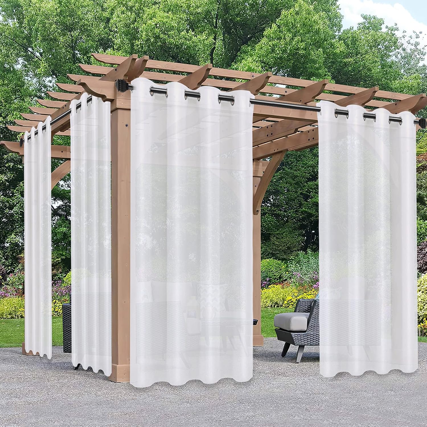 PureFit Sheer Outdoor Curtains for Patio Waterproof and Fade Resistant