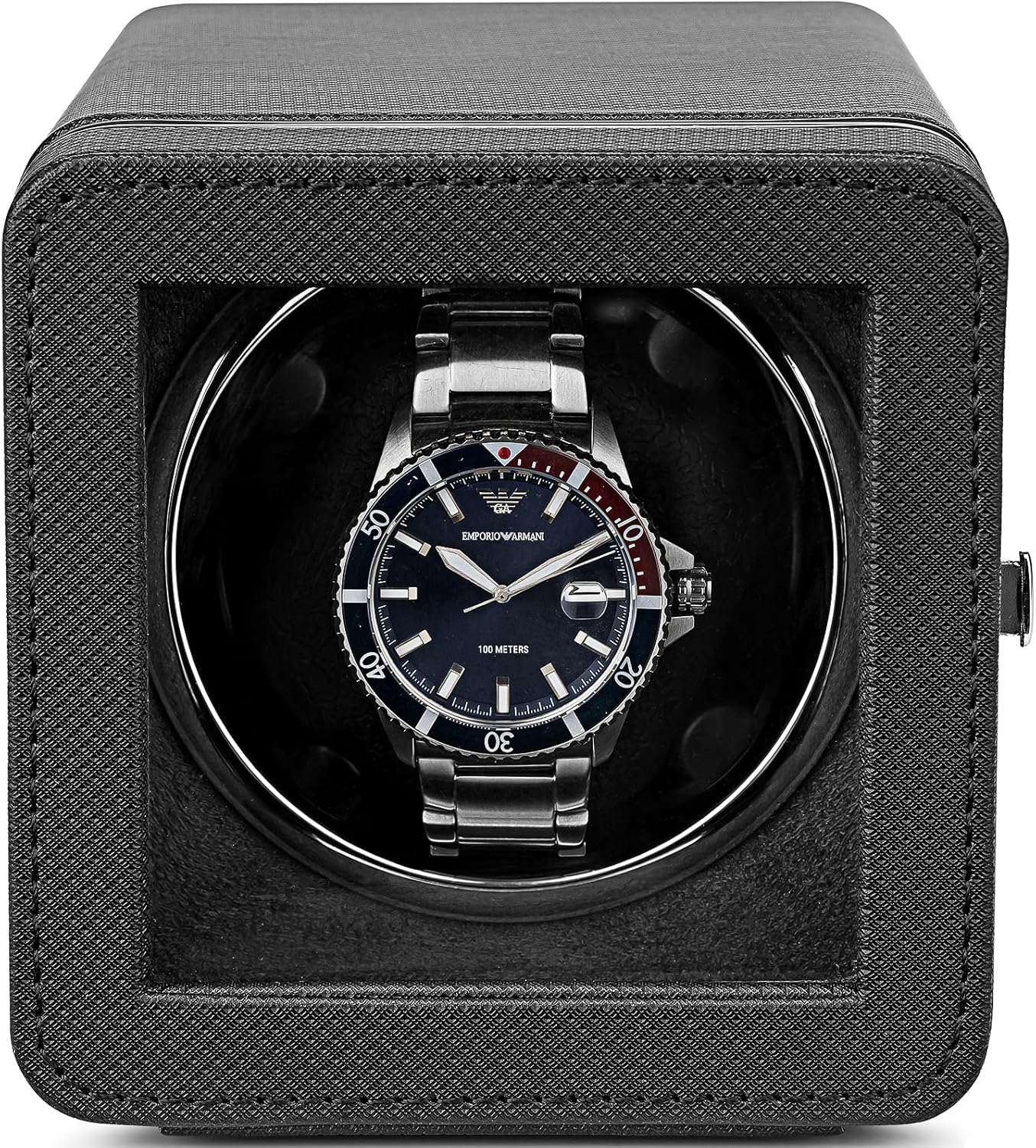 Vlando Single Watch Winder: Super Quiet, 4 Rotation Modes, LED Light - Black