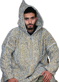 Striped Djellaba Sweater Coat Hoodie Caftan - Warm Handmade Wool Men's