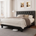 Queen Upholstered Bed Frame with Headboard - Stable, Low-Profile
