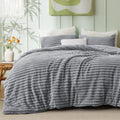 Bedsure Fluffy Comforter Set Full Size - Super Soft Faux Fur Grey
