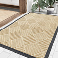Beige Front Door Mat 35x23 - Heavy Duty Low-Profile Doormat