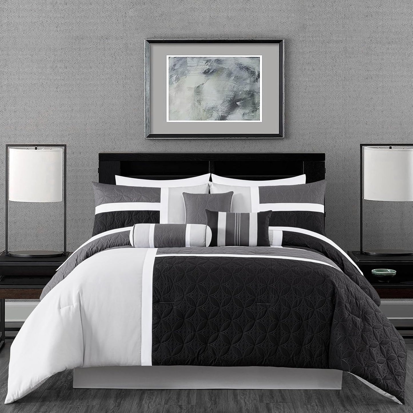 Upland 7-Piece Quilted Patchwork Comforter Set for King Size Beds