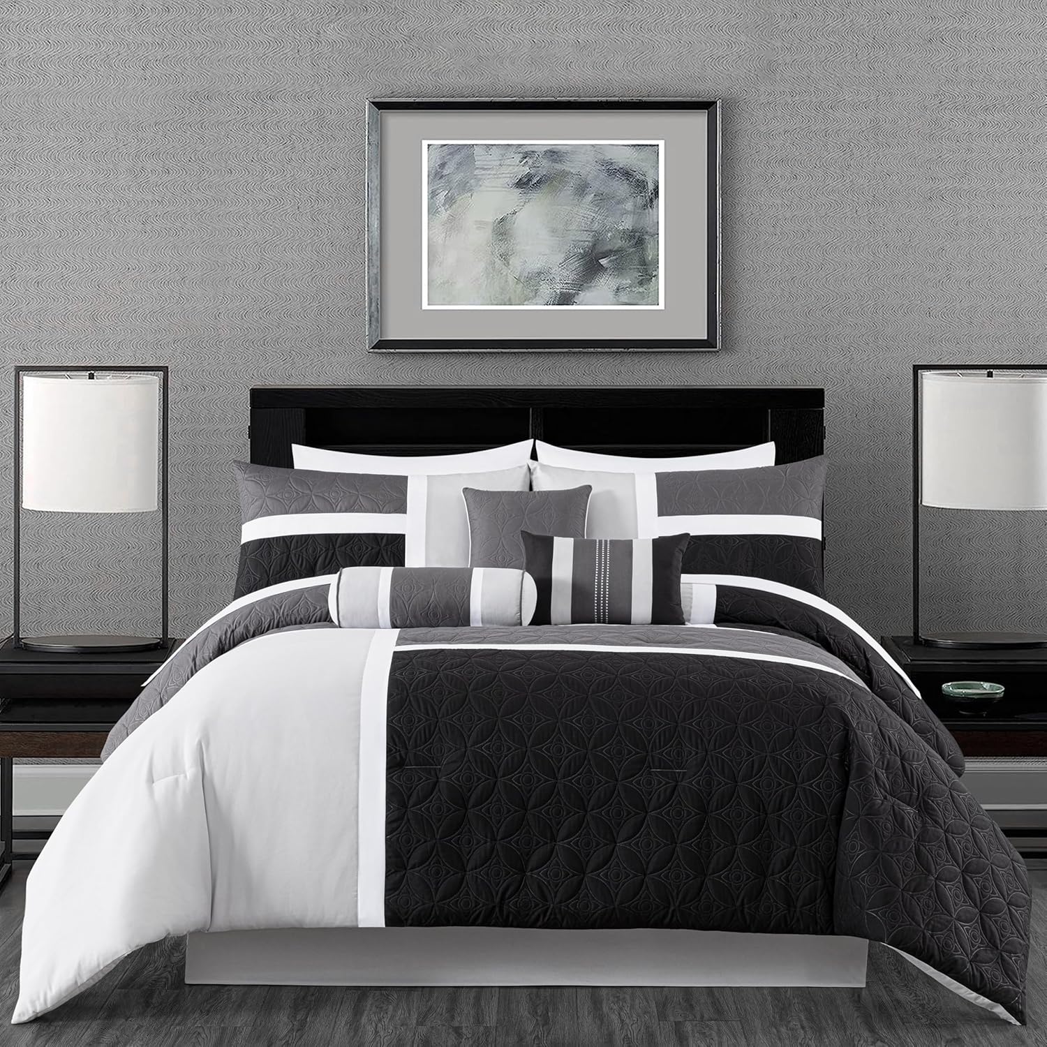 Upland 7-Piece Quilted Patchwork Comforter Set for King Size Beds