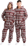 FOCO Unisex College Team Ugly Pattern Holiday Pajamas Onesie - Cozy