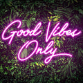 Good Vibes Only Neon Sign 17.7 in x 9.9 in - Pink LED Wall Light