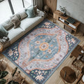 Washable Vintage Rugs 8x10 for Living Room - Foldable, Non Slip