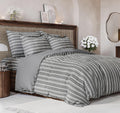 Duvet Cover Queen Size Set 90 x 90 - Extra Soft Grey Stripes