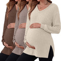 3 Pack Women's Ribbed Maternity Shirts V Neck - Comfy Everyday