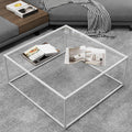 Modern Square Glass Coffee Table for Small Spaces, 27 x 27In