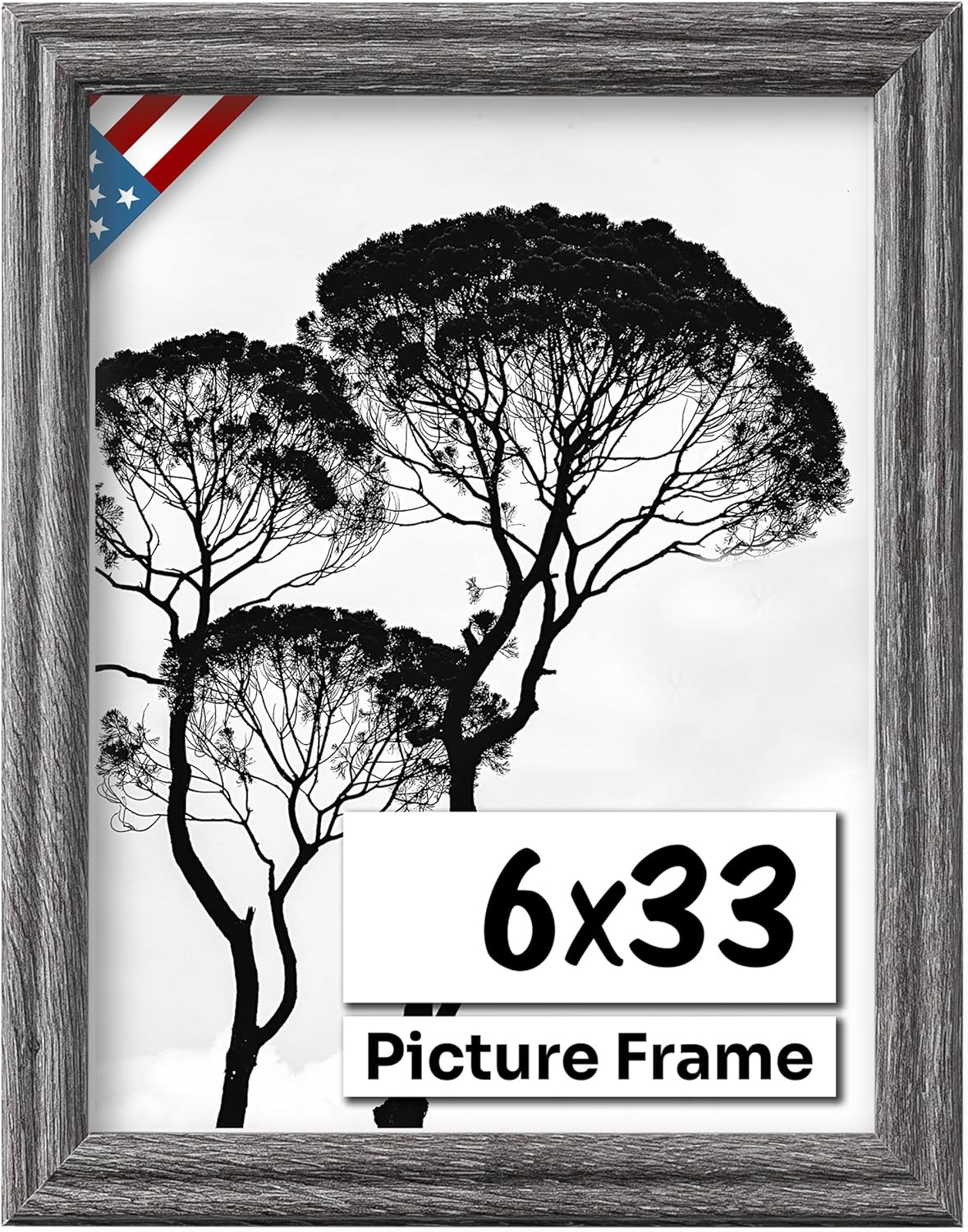 Barnwood Gray 6x33 Picture Frame - Handmade Solid Wood Frame
