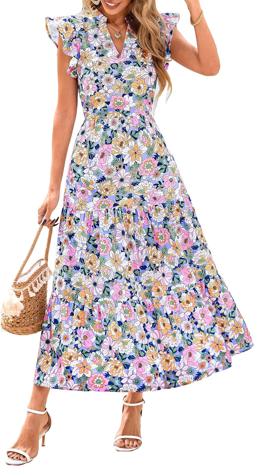 PRETTYGARDEN Women's Floral Midi Dress for Summer Fun